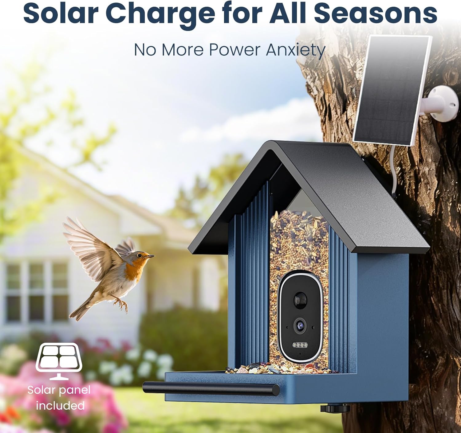 Thumbnail 6 de Smart Bird Feeder with Camera: 2.5K UHD, Solar-Powered, IP66 Steel Outdoor Kit