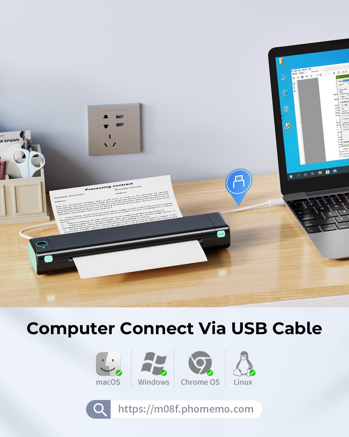 Detalle 2 de Phomemo M08F mobiler Drucker 2 Pfund đš