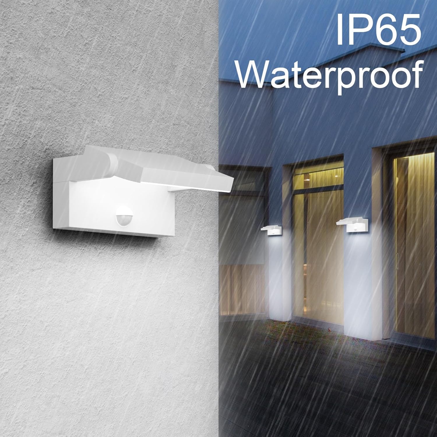 Thumbnail 5 de Klighten 24W LED Außenwandleuchte mit Bewegungsmelder – IP65, schwenkbares Panel, Weiß