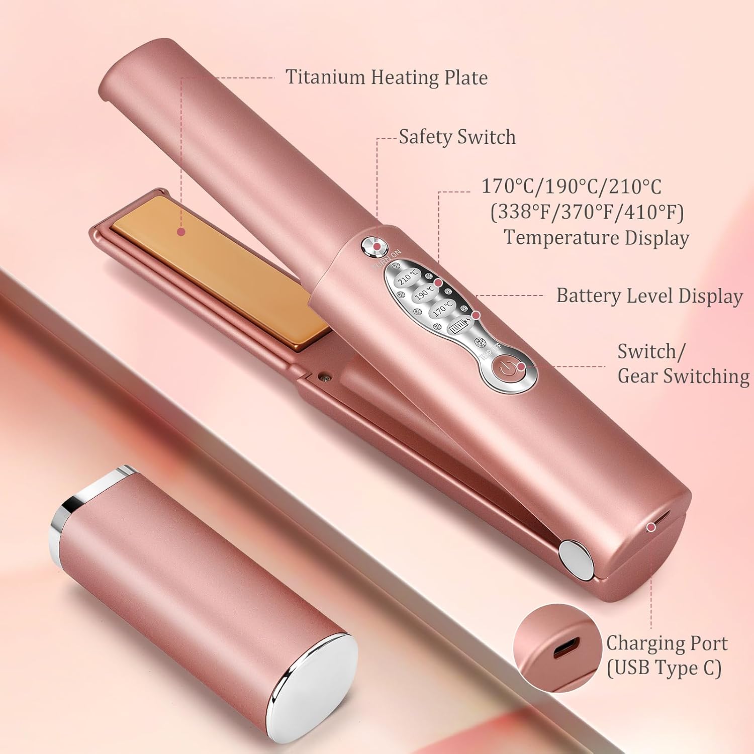 Detalle 2 de Cordless Titanium Hair Straightener 5000mAh