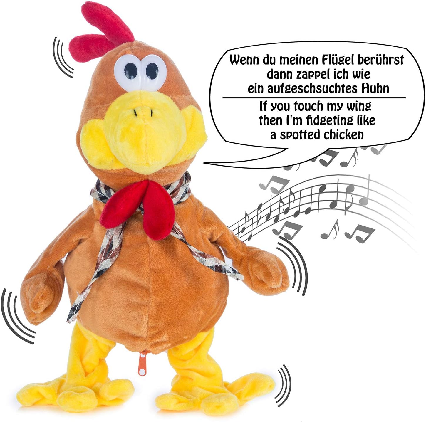 Detalle de GOODS+GADGETS Coq en peluche dansant et parlant : joue une mélodie et voltige sauvagement