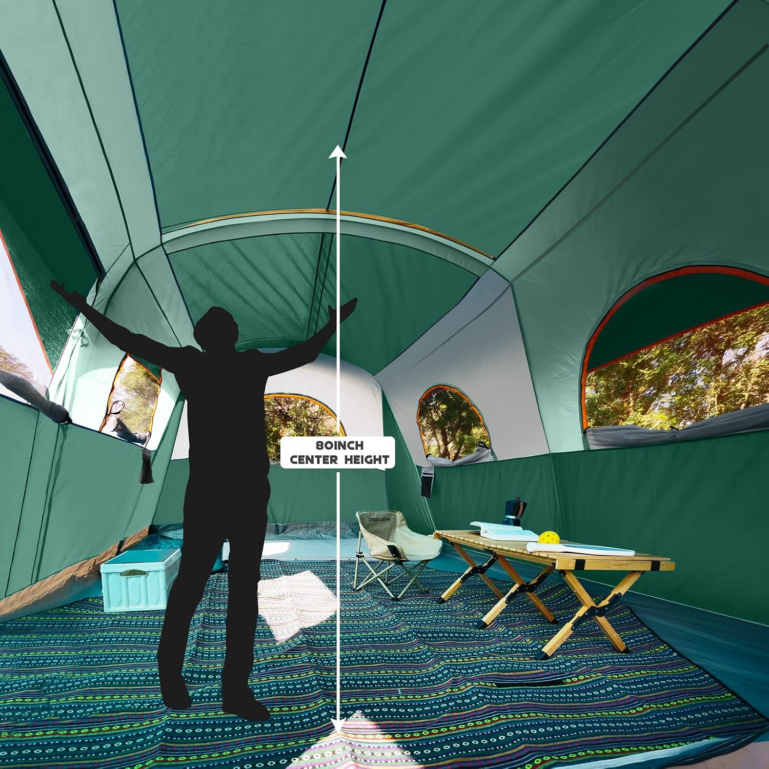 Thumbnail 6 de UNP Camping Tent 8 Person Waterproof Big Tunnel Tent with Screen Porch (20' x 9' x 80" H)