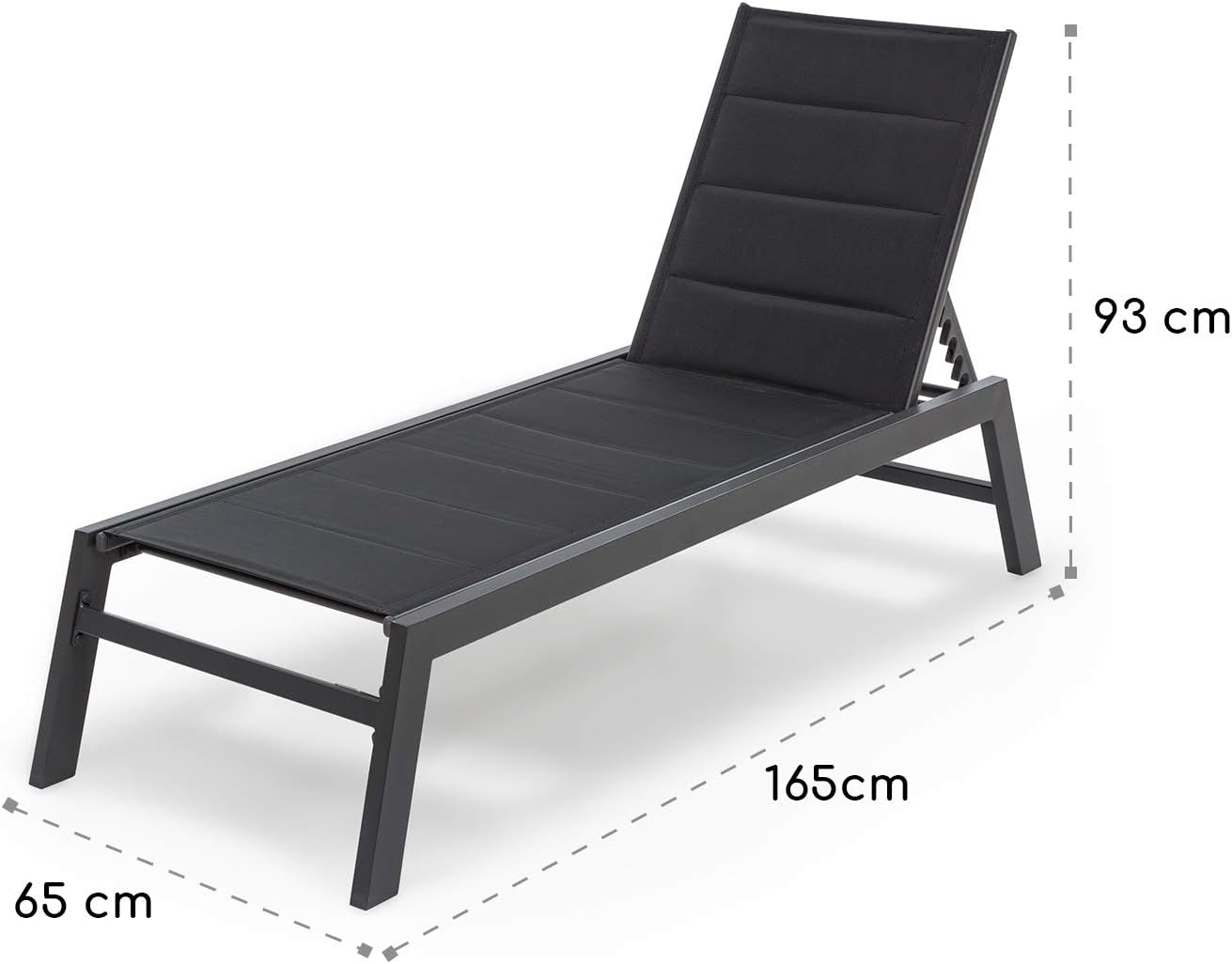 Detalle de blumfeldt Renazzo ligstoel met 6 rugposities en ComfortMesh in antraciet
