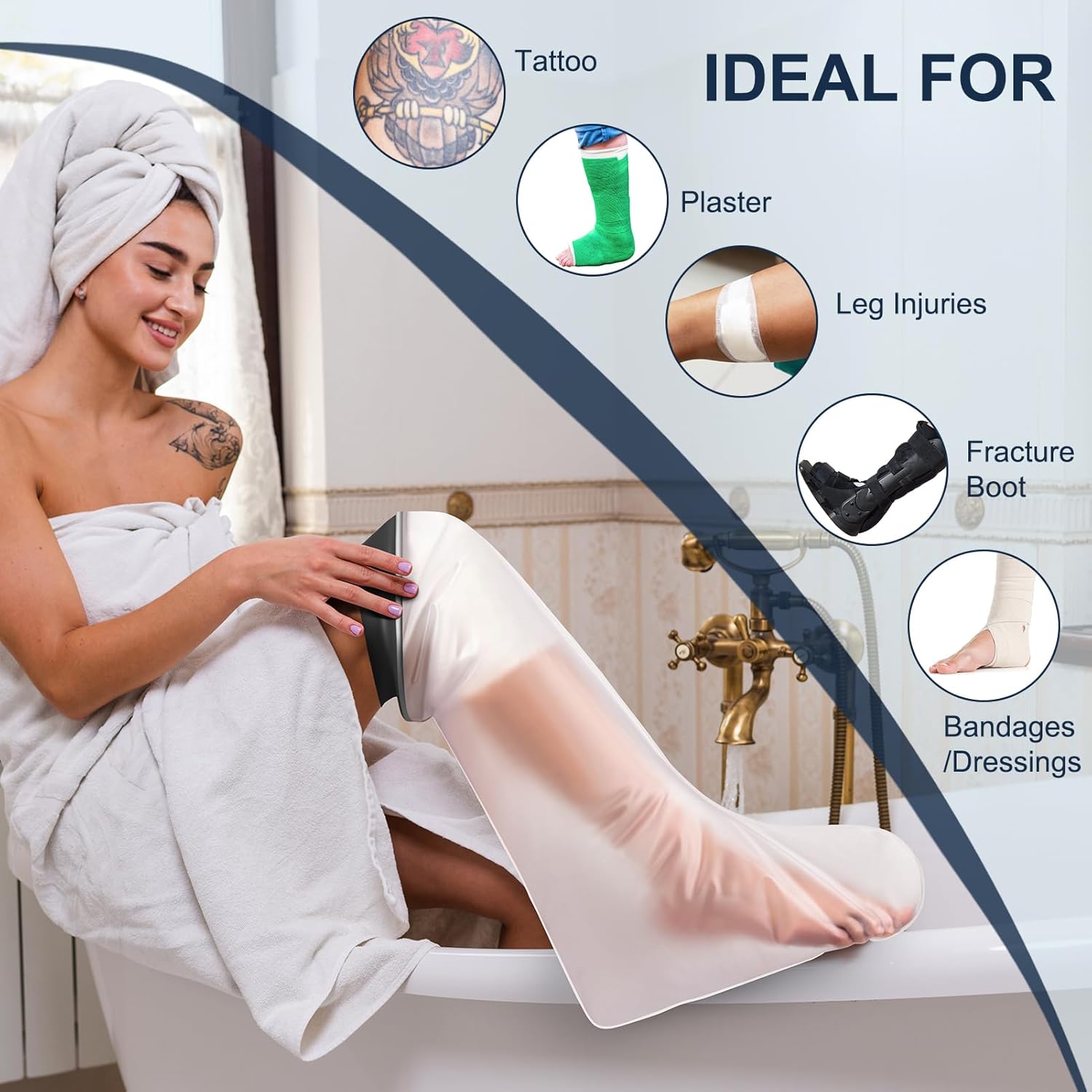 Thumbnail 3 de Apasiri Waterproof Cast Cover for Shower – Reusable Non-Latex Leg Cast Protector (Watertight Seal)