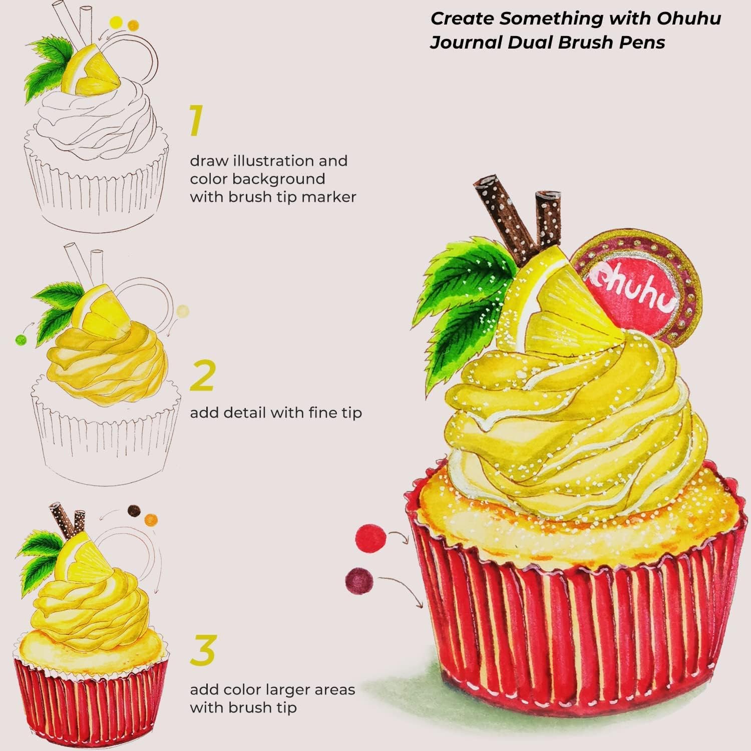 Thumbnail 6 de Ohuhu 36 Colours Dual Tips Colouring Pens (Maui Series) with Brush Tip & Fineliner