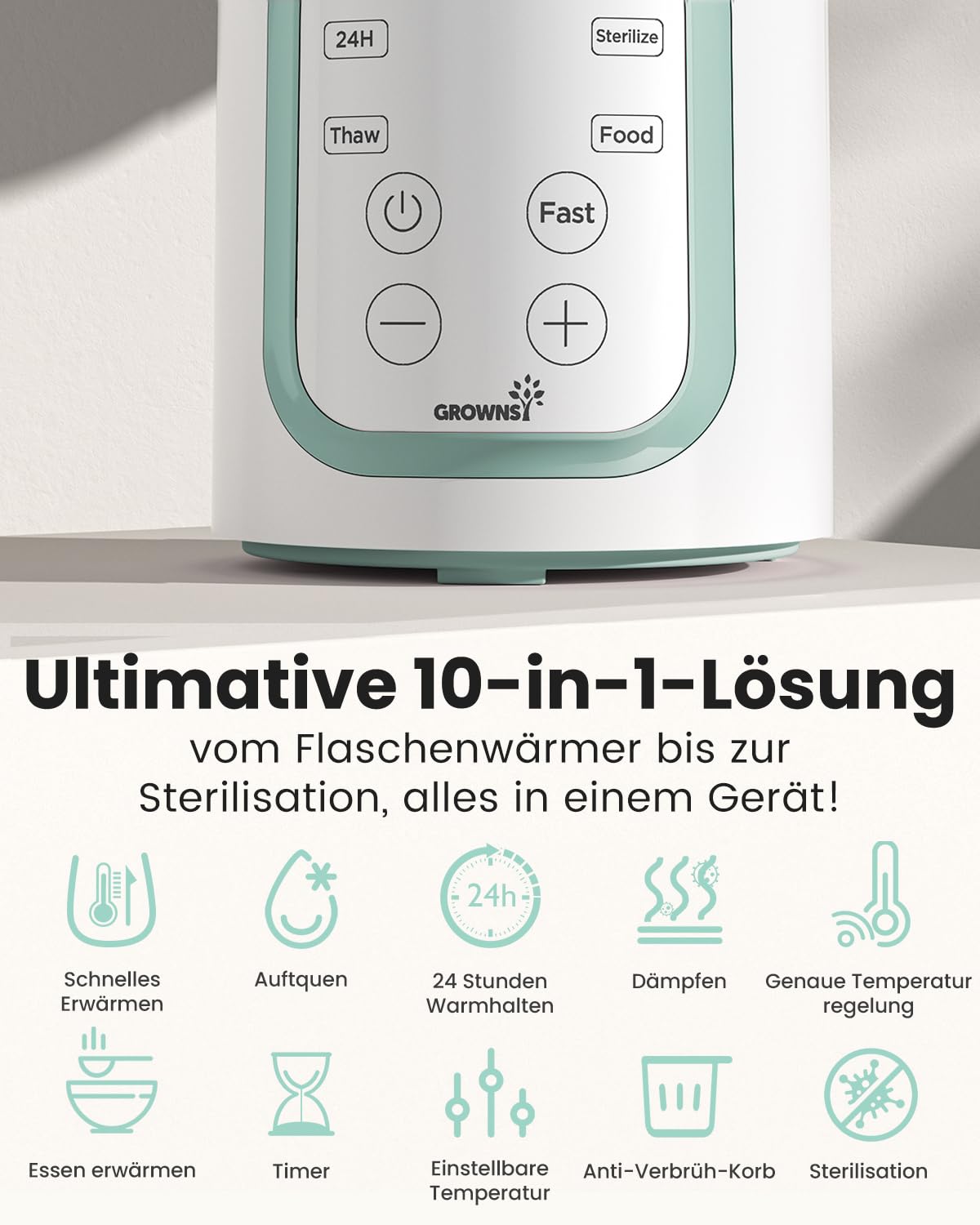 Thumbnail 2 de Grownsy Flaschenwärmer Baby 10-in-1 mit Timer und präziser Temperaturkontrolle