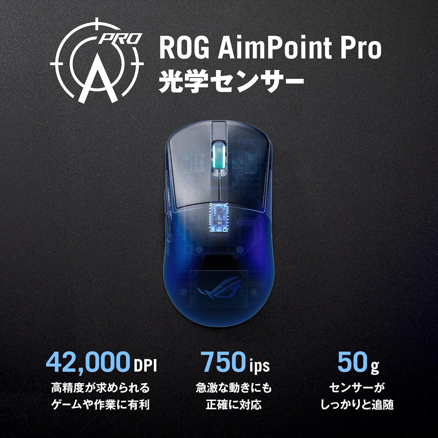 Detalle 2 de ASUS ROG HARPE ACE MINI P716 ROG HARPE ACE MINI/BLK 超軽量49g 左右対称ゲーミングマウス