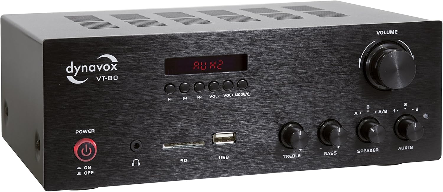 Thumbnail 2 de Dynavox Ampli stéréo Compact VT-80 Noir : entrées numériques USB/Carte SD et Bluetooth