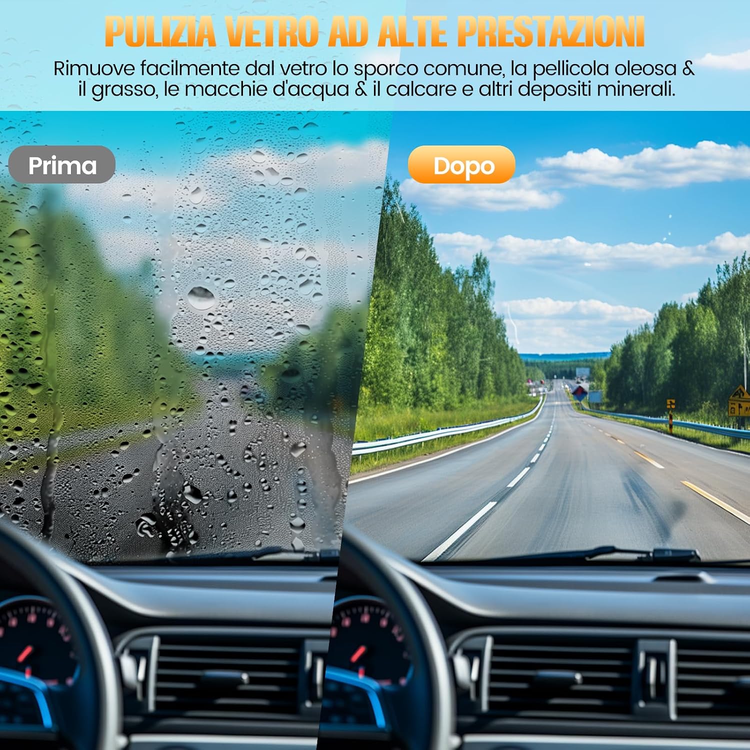 Detalle de 2 in 1 Liquido Lavavetri & Sigillante Vetri Auto Kit – pulizia efficace e protezione idrorepellente per vetri