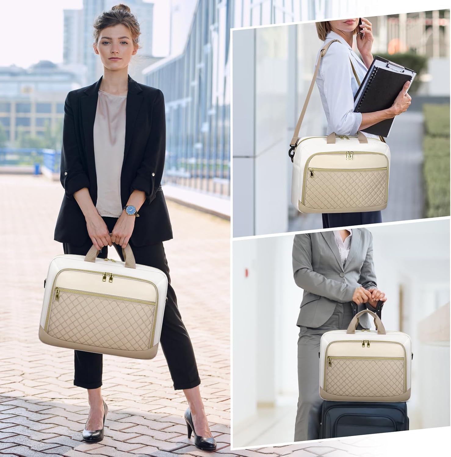 Detalle de NEWHEY Laptoptasche 17,3 Zoll – Damen Aktentasche für Business, wasserdicht und gepolstert