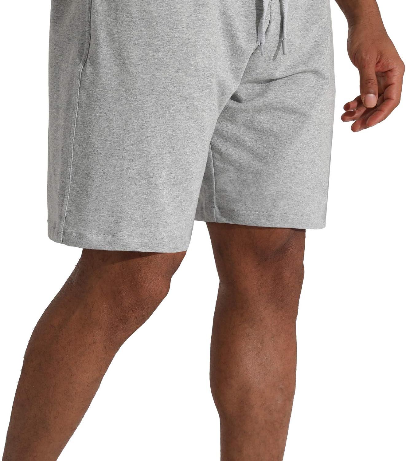 Thumbnail 4 de THE GYM PEOPLE pantaloncini da uomo in jersey di cotone con tasche profonde, vestibilità lunga (Grigio, S)