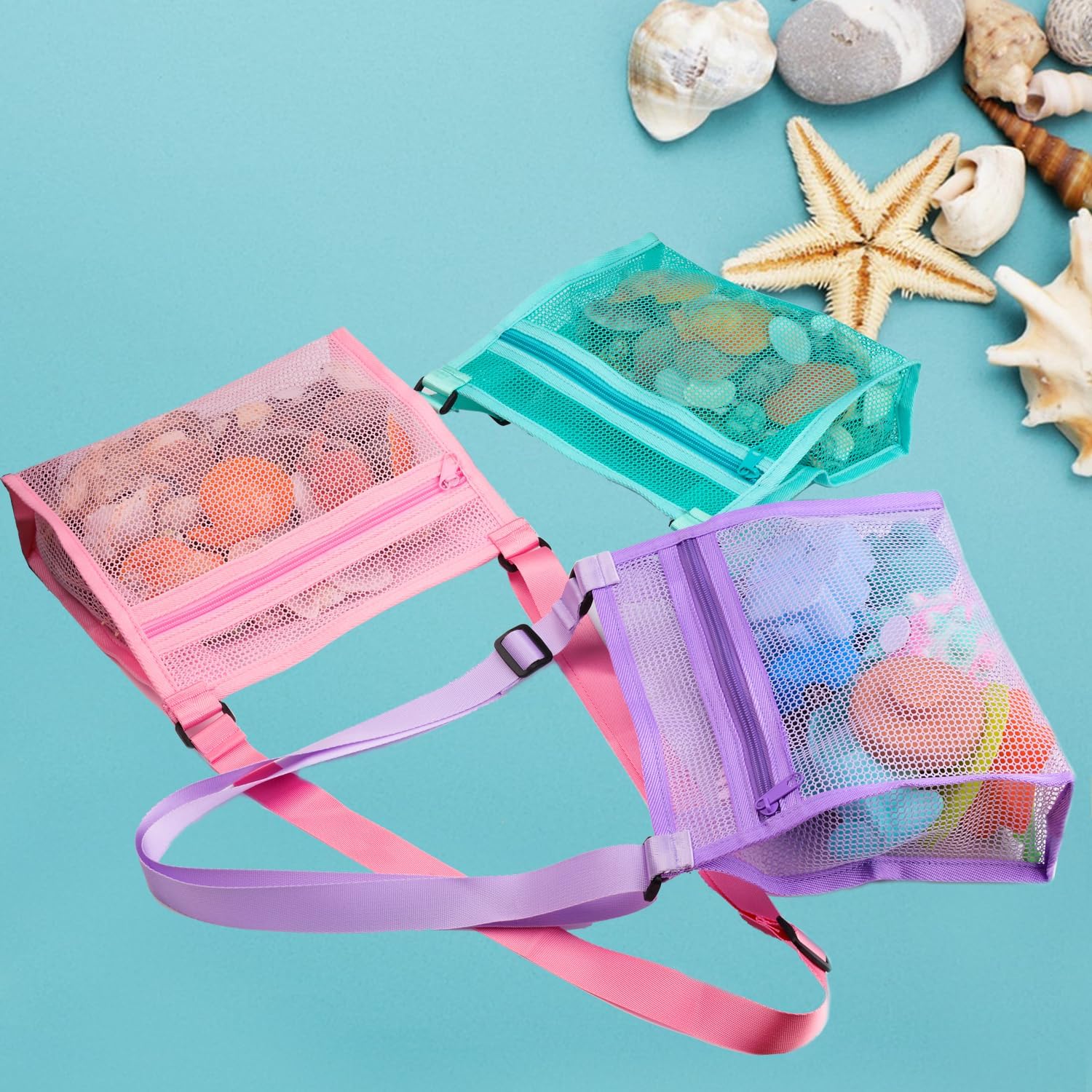Thumbnail 5 de MUYIZI Mesh Beach Bag for Shells Collecting 3 Pack