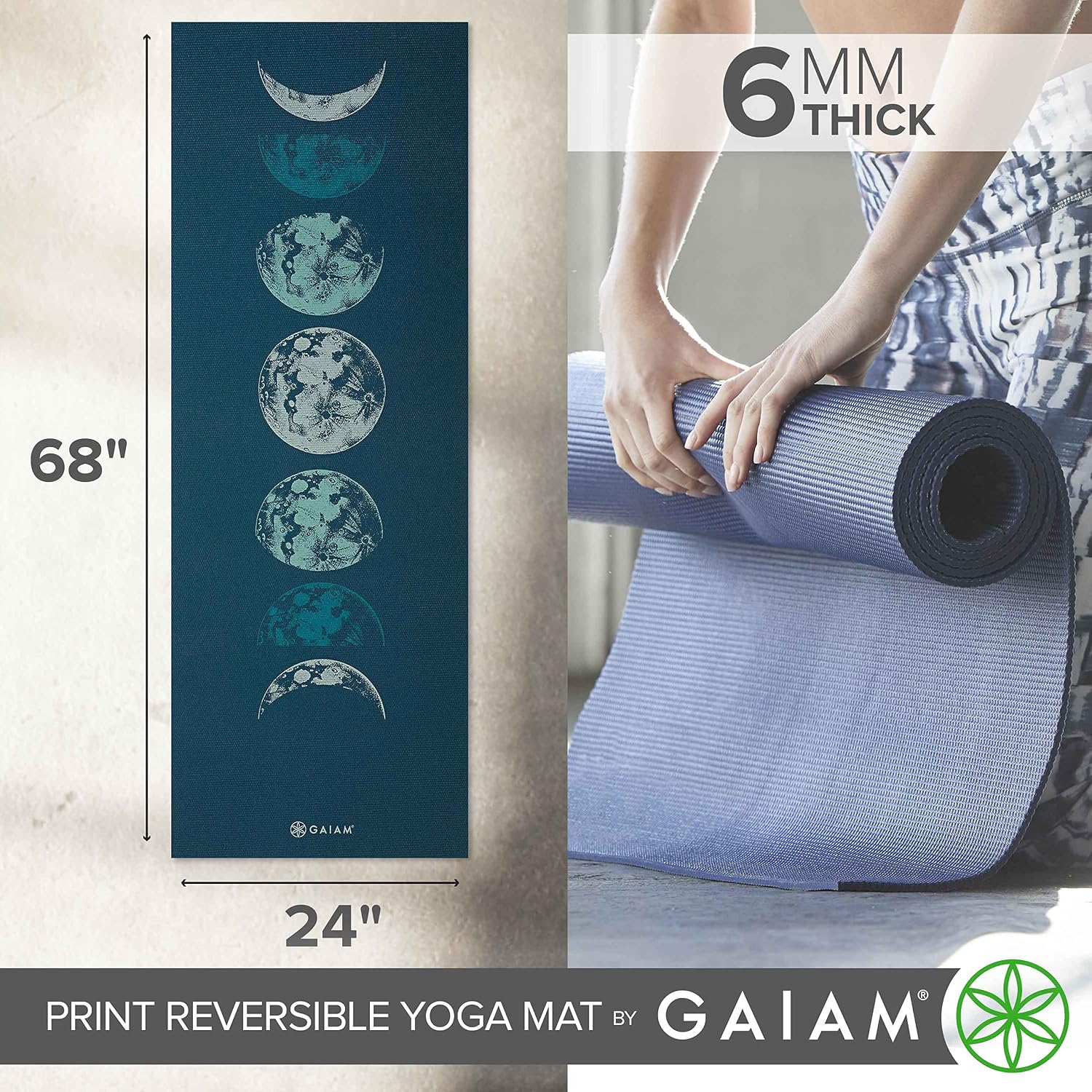 Detalle 2 de Gaiam Yoga Mat 68" x 24" 6mm Reversible Exercise Mat ๐งโ