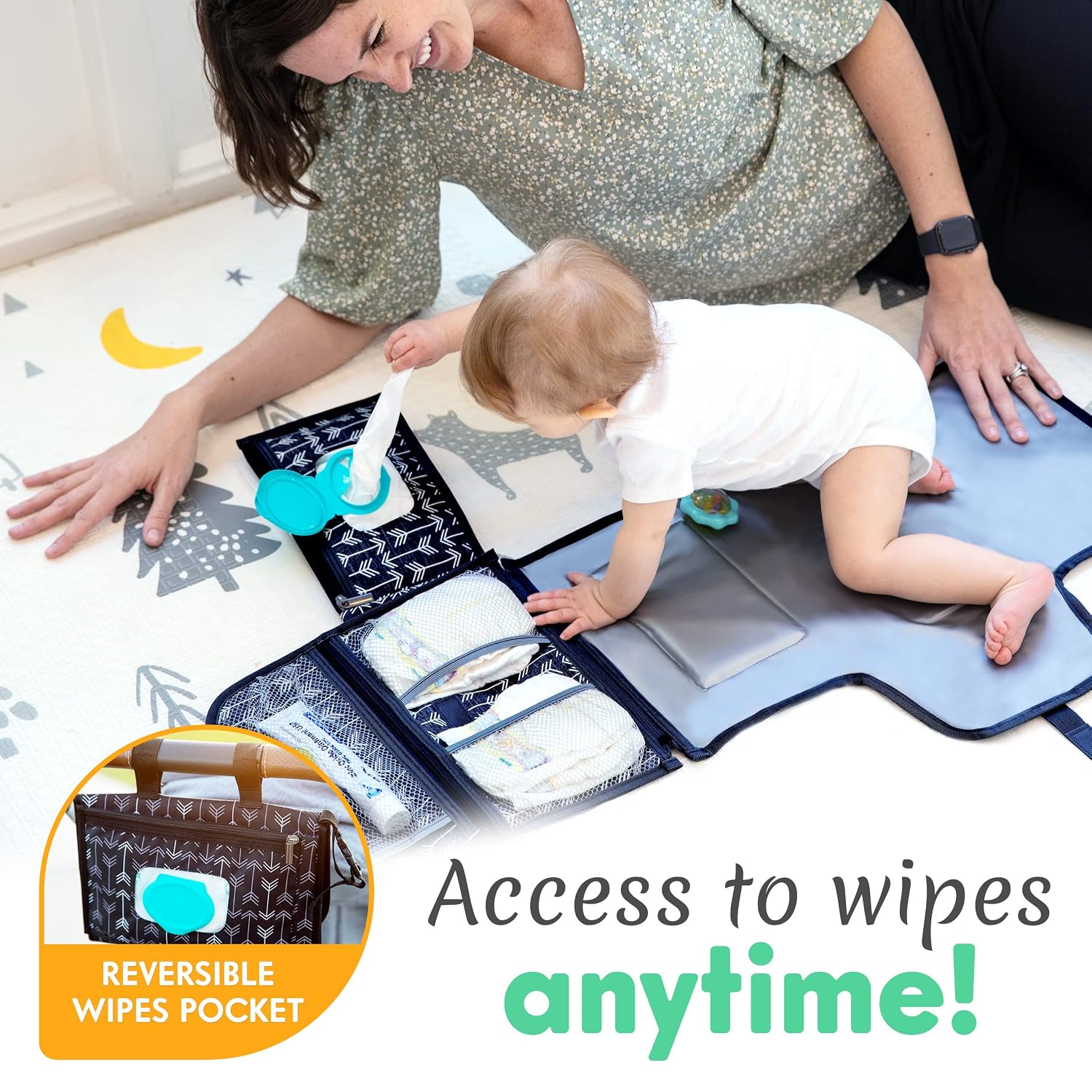 Detalle 2 de Kopi Baby Portable Diaper Changing Pad, 22-In Waterproof Pad, Black Arrows