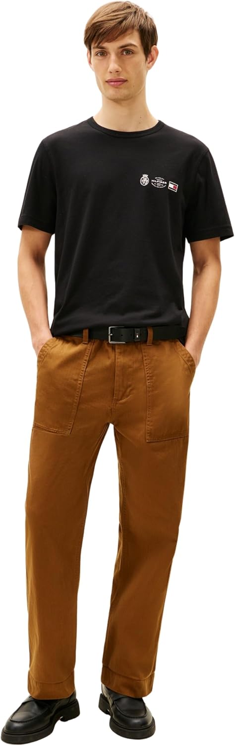 Detalle 2 de Tommy Hilfiger Herren T-Shirt Kurzarm „Small Crest Outline“ mit Rundhalsausschnitt aus Baumwolle