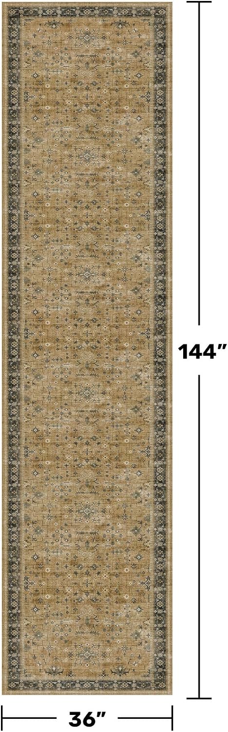 Detalle 2 de Hazo Haus 3' x 12' Washable Hallway Runner Rug, Non-Slip Polyester
