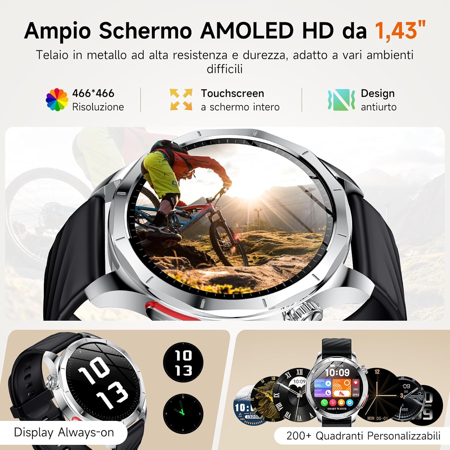 Detalle 2 de Lgnitek 2026 Smartwatch Uomo con ECG, HRV e Monitoraggio Salute – AMOLED 1,43