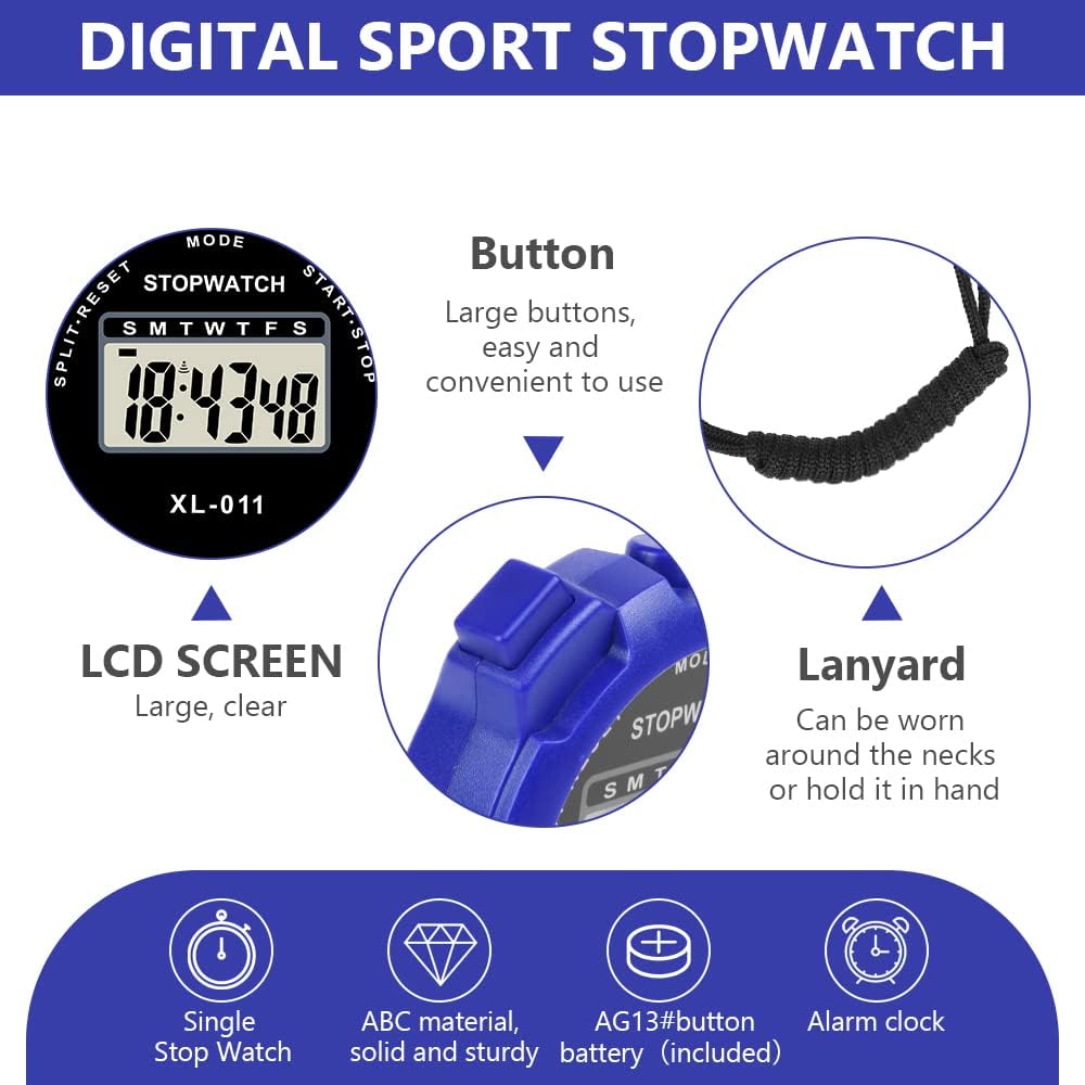 Detalle de Vicloon Digital Sport Stoppuhr Timer – digitale Stoppuhr mit Großem Display, Wecker & Kalender