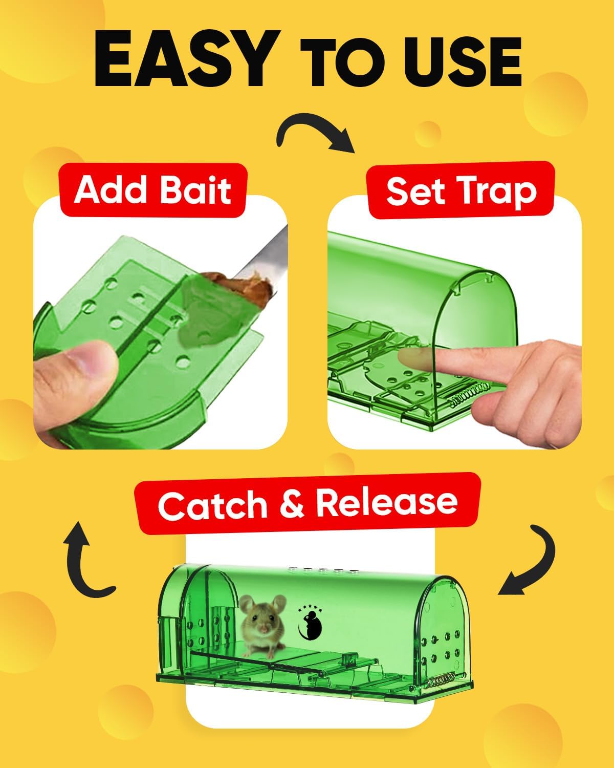 Detalle 2 de Motel Mouse Humane No-Kill Live-Catch Traps, 4-Pack, Reusable Plastic