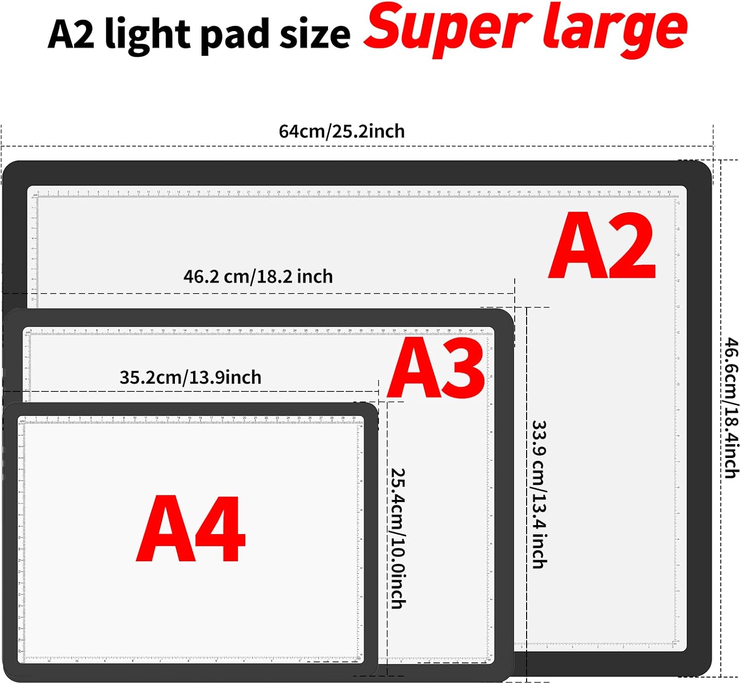 Detalle 2 de TOHETO A2 Light Pad 25.2"x18.4" Magnetic LED Light Board for Diamond Painting & Tracing