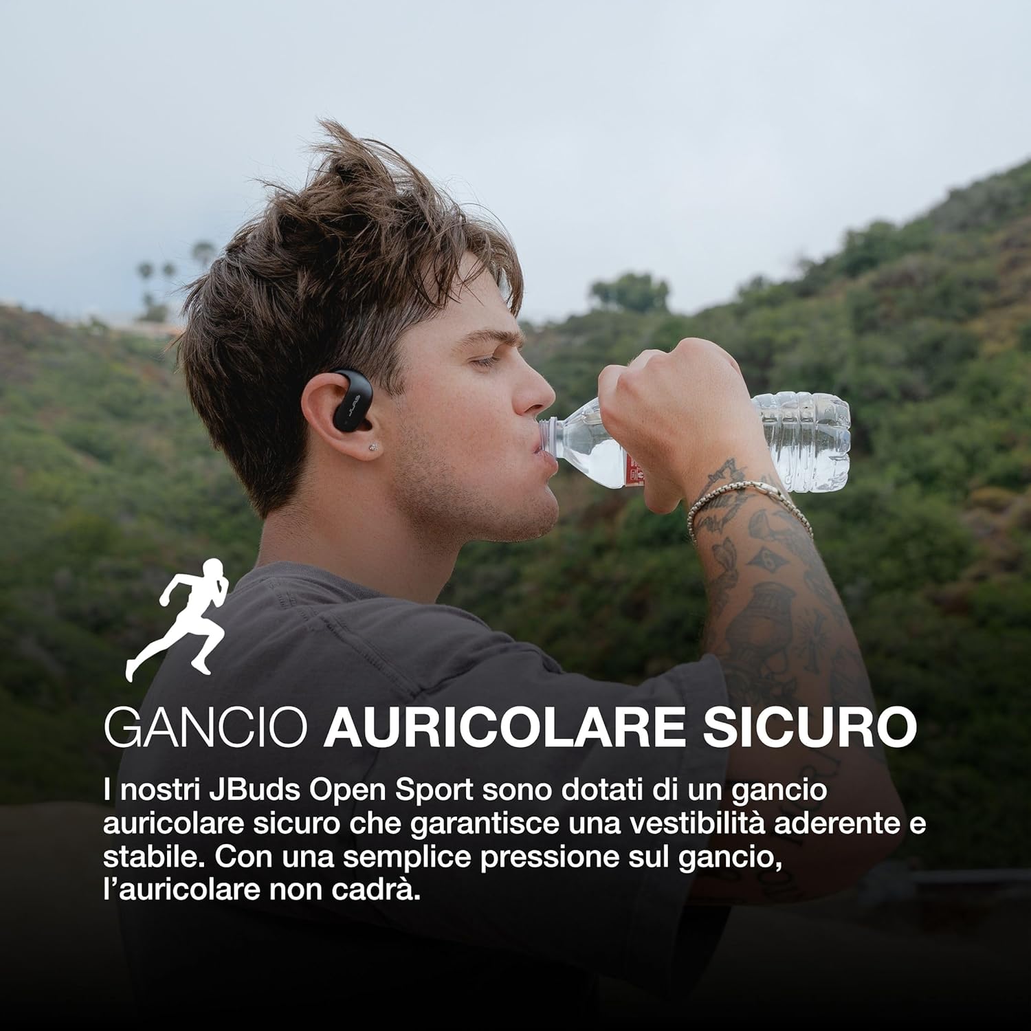 Thumbnail 4 de JLab JBuds Open Sport Earbuds: auricolari wireless open-ear con ganci, Bluetooth multipoint e autonomia fino a 26 ore (IP55)