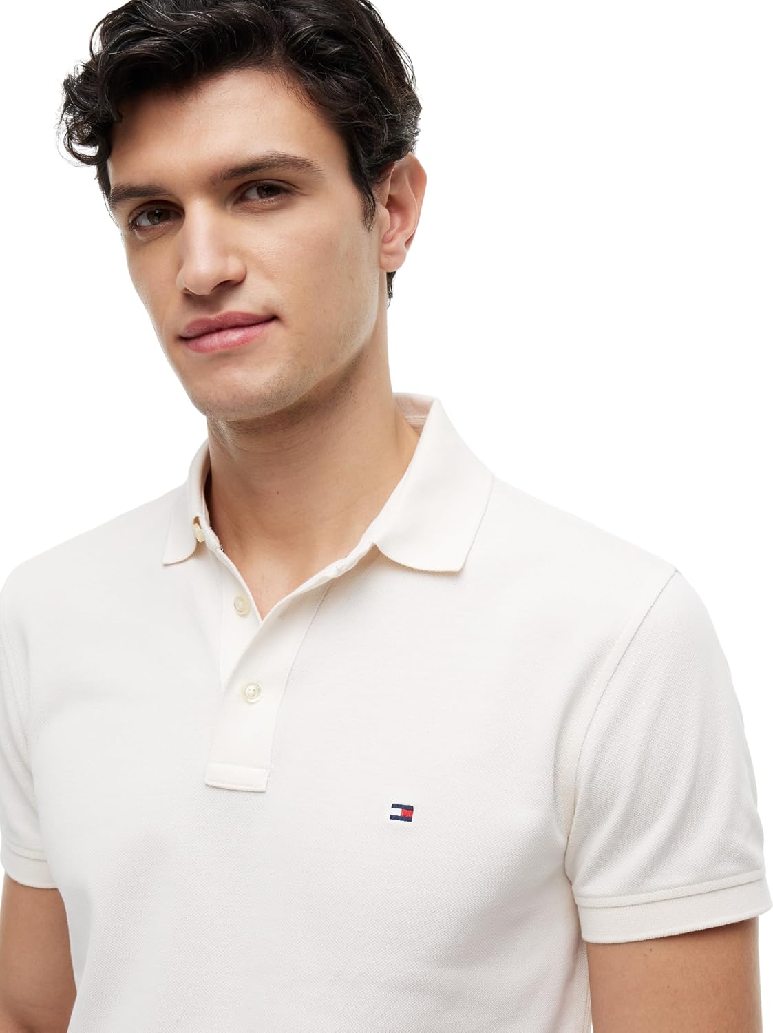 Detalle 2 de Tommy Hilfiger Herren Poloshirt Kurzarm 1985 Slim Slim Fit mit Stretch-Baumwollpike