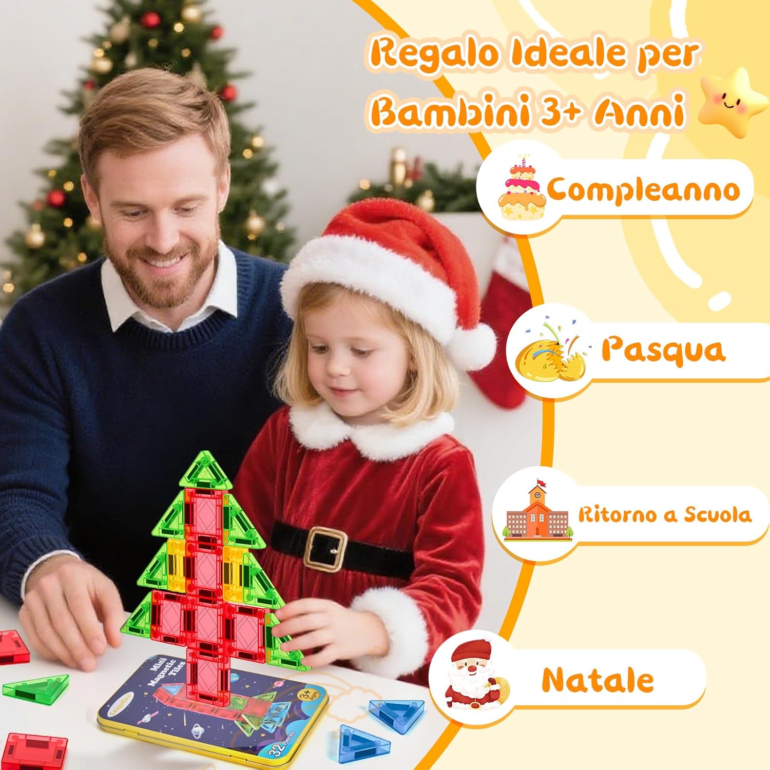 Detalle de LeagoEra Mini Giochi di Costruzione Magnetici 32 Pezzi — Compagni di Viaggio Creativi per 3–8 Anni