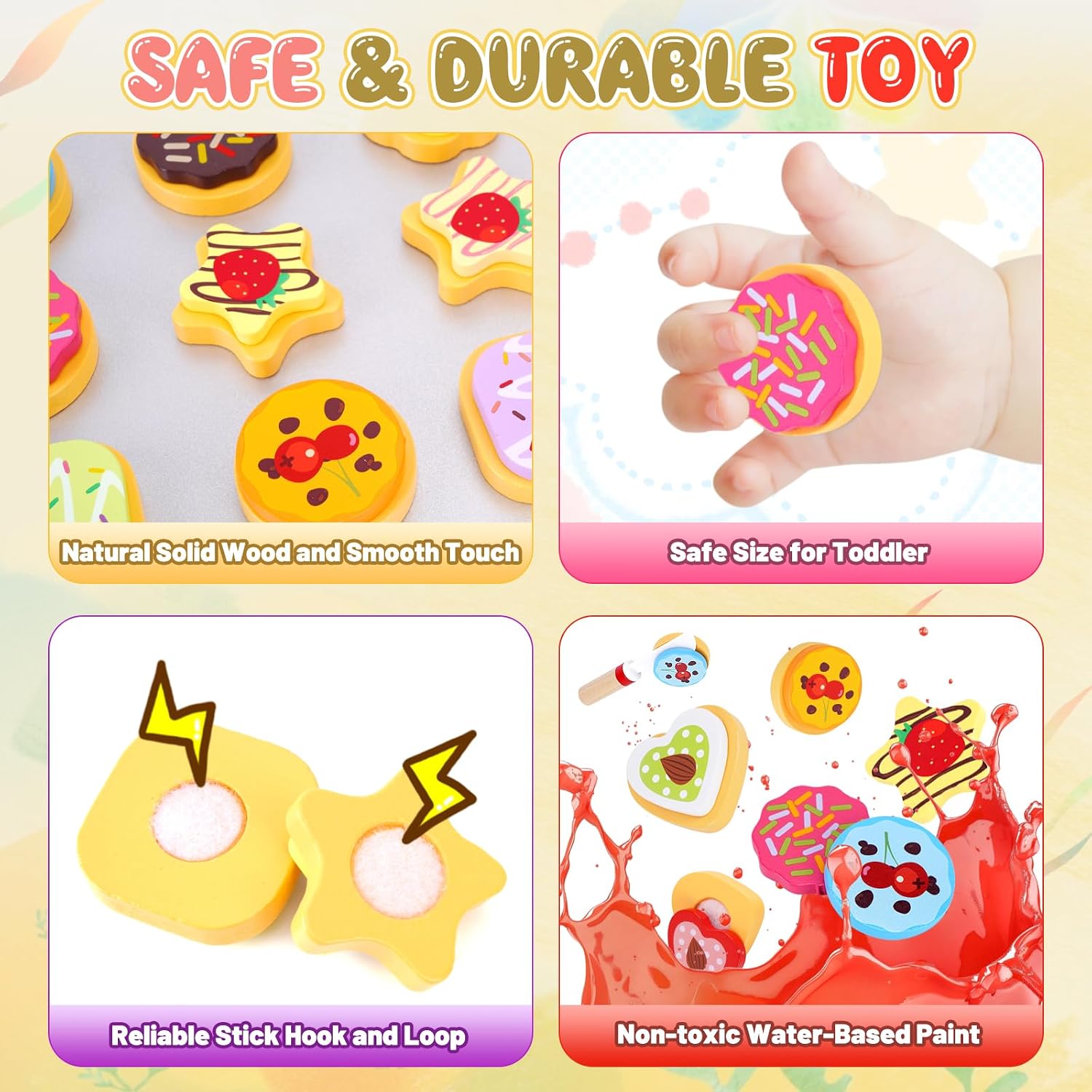 Detalle de Wooden Cookie Play Food Set with 12 Cookies