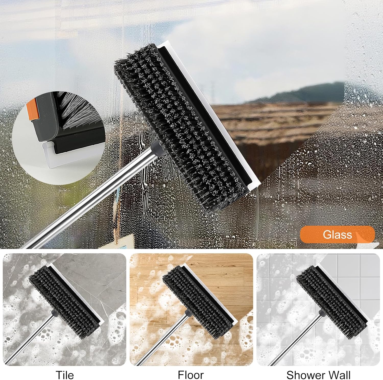 Thumbnail 6 de INCIKITI 3 in 1 Floor Scrubbing Brush with 360° Rotation Head and Adjustable Handle