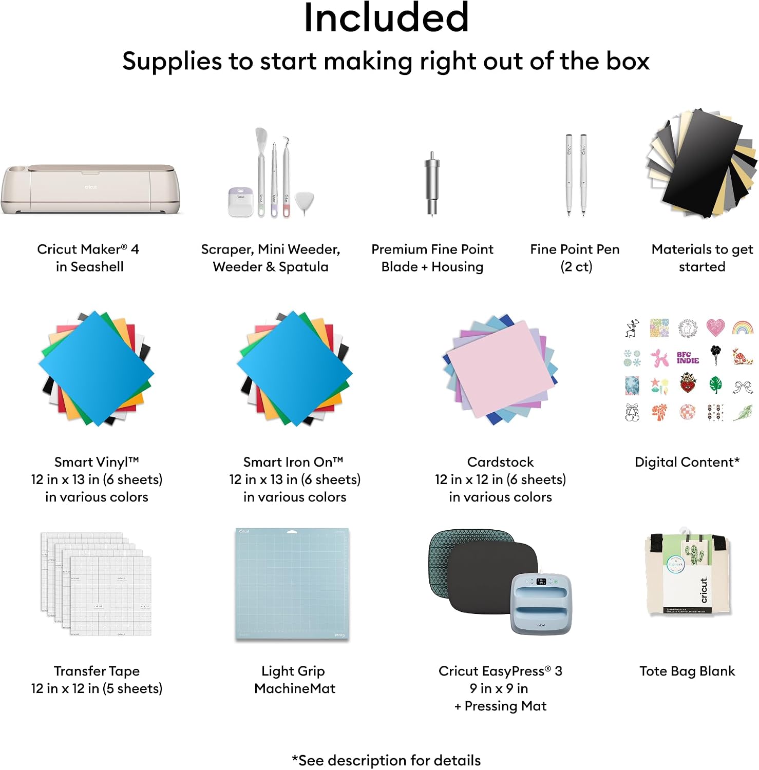 Detalle 2 de Cricut Maker 4 Smart Cutting Machine (Seashell) — Engagement Plus Bundle with EasyPress 3