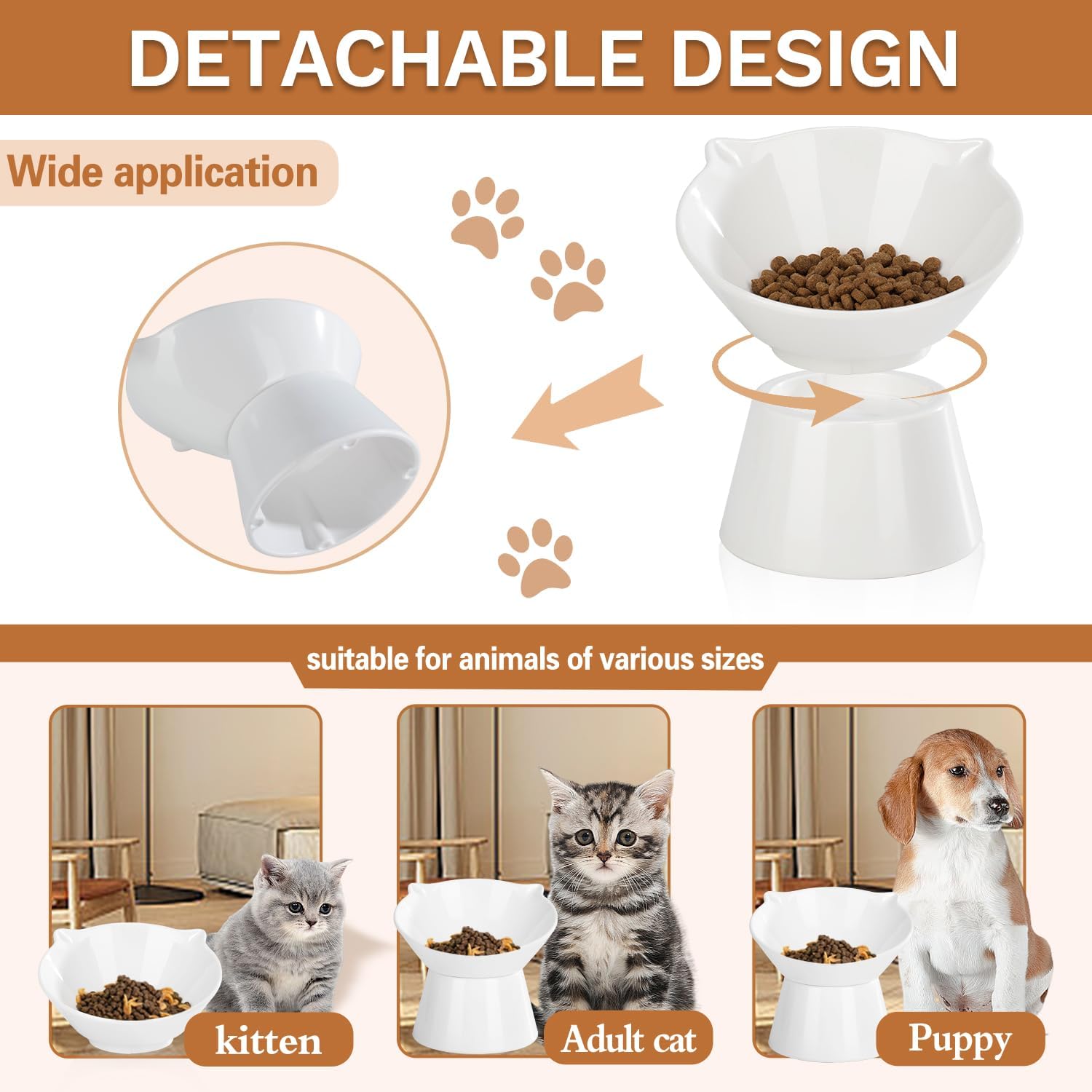 Detalle 2 de Detachable Raised Cat Bowls 15° elevated bowl