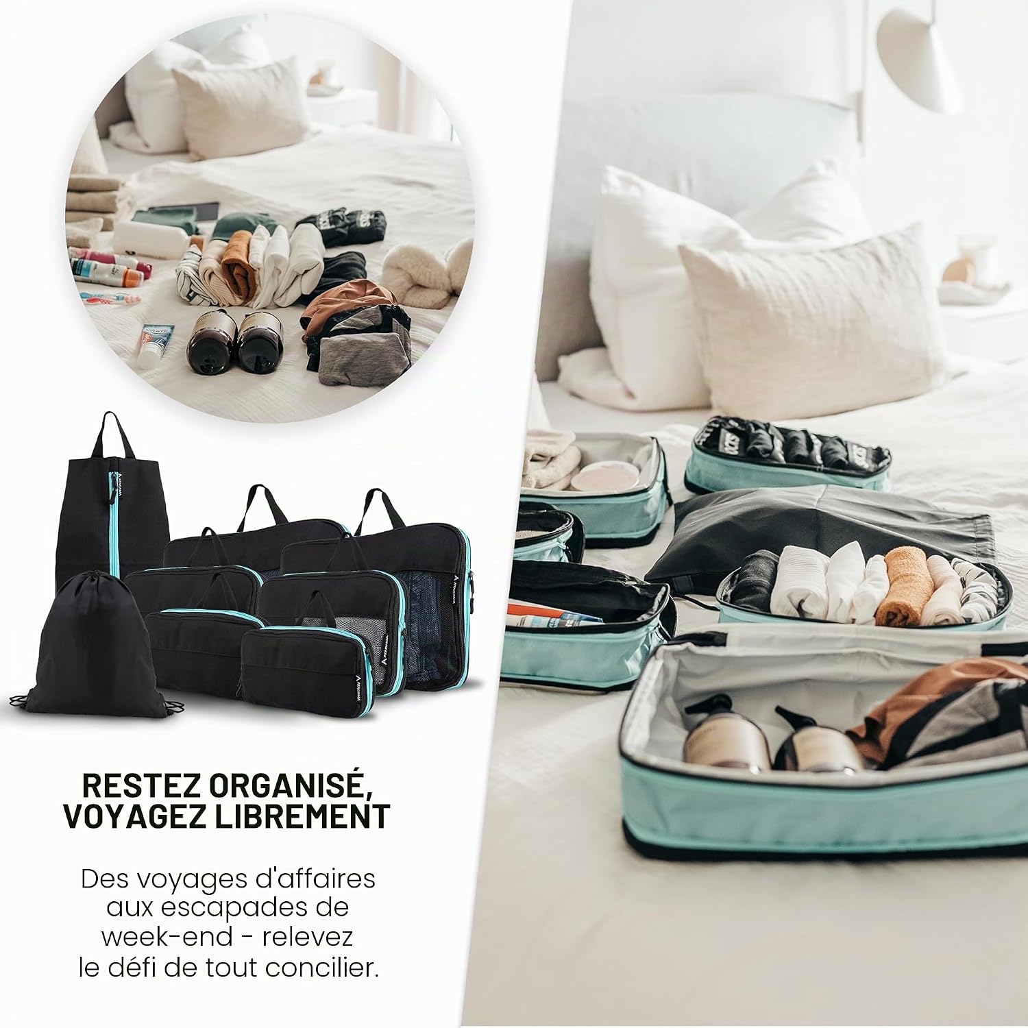 Thumbnail 2 de ATACAMA Lot de 8 cubes de compression – organiseurs de voyage compressibles pour valise et sac à dos