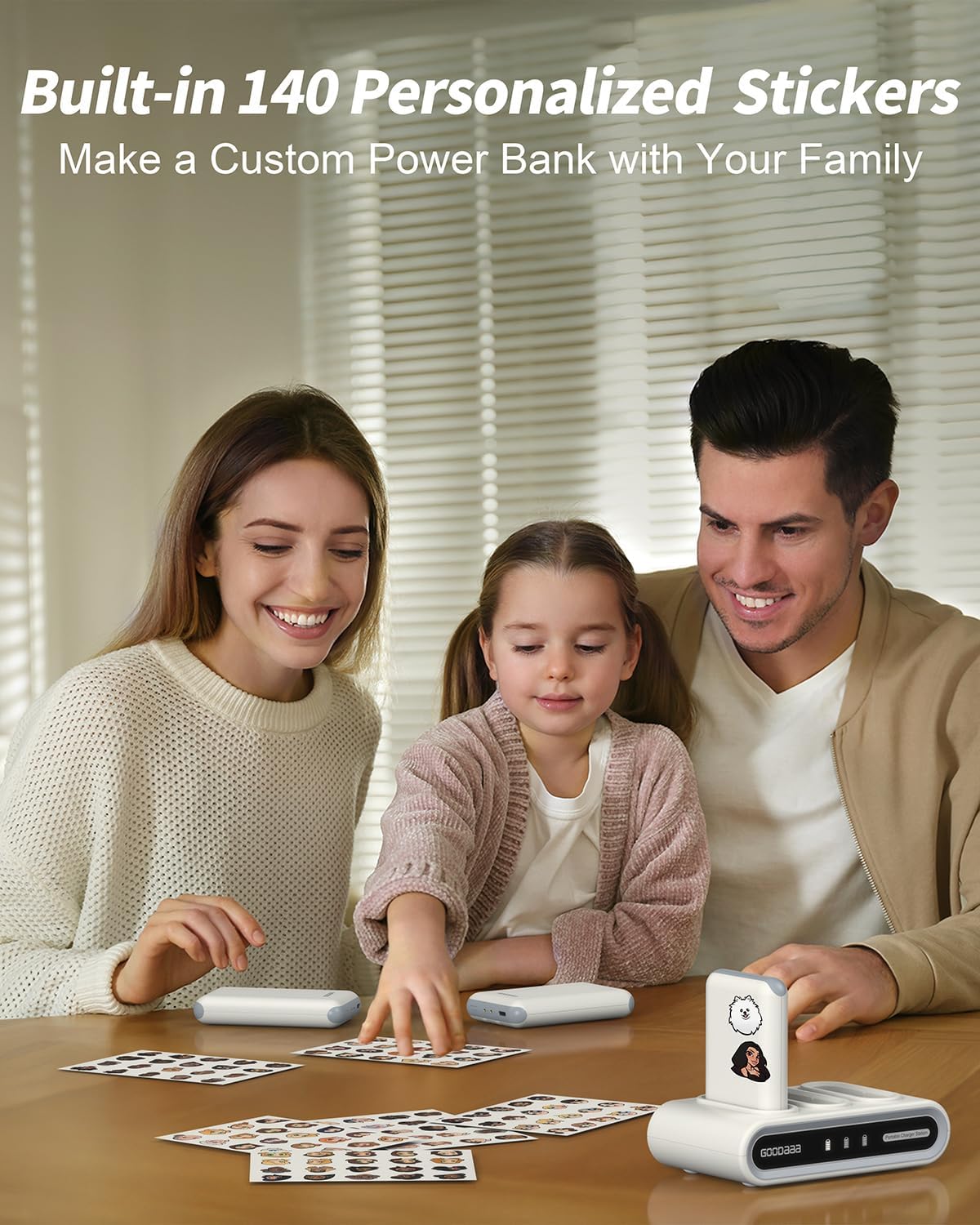 Detalle 2 de GOODaaa 3-Pack 10000mAh Power Banks with Charging Dock and Built-In Cables