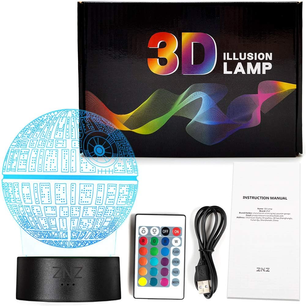 Thumbnail 6 de ZNZ 3D-Lampe LED-Nachtlicht mit Illusion, 16 Farbwechsel (3 Modelle) und Remote & Smart Touch