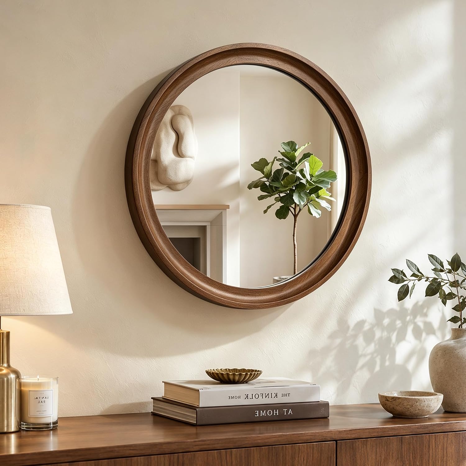 Detalle de LAWADA Round Wood Mirror 20
