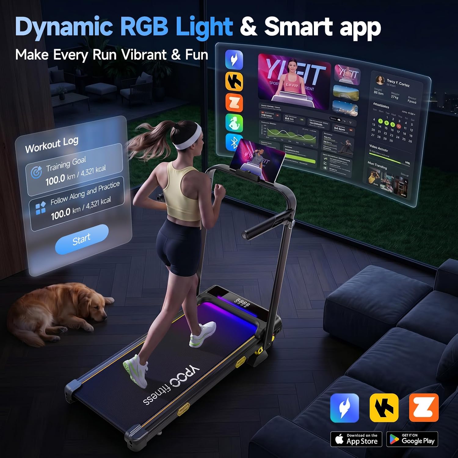 Thumbnail 6 de YPOO T5 Walking Pad with 16% Incline, Folding Design and RGB Lights
