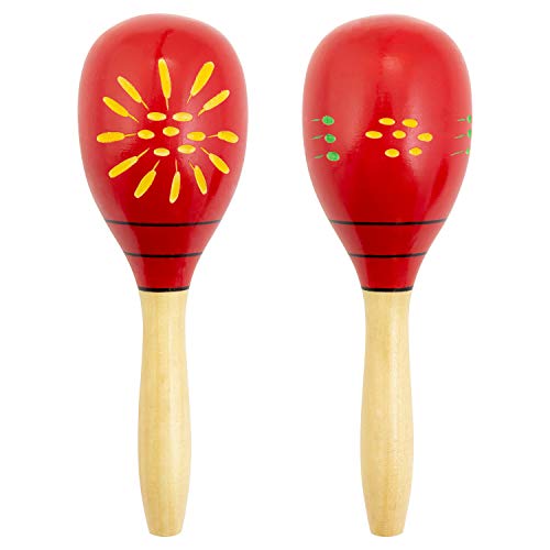 Detalle de Tiger Maracas Decorate in Legno Rosse – Suono e stile in un pezzo unico