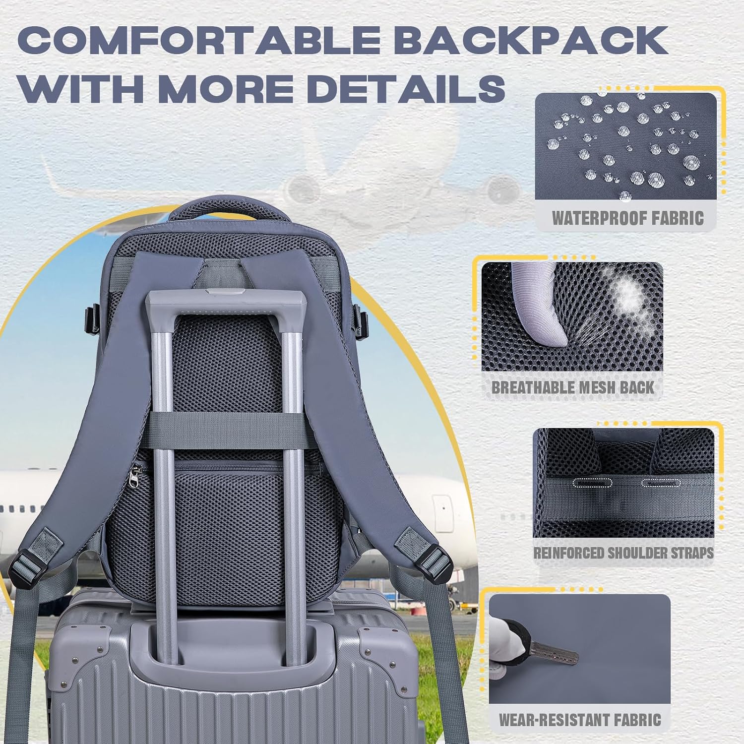 Thumbnail 6 de VMIKIV Zaino 40x30x20 per Ryanair – Zaino da viaggio 24L con scomparto laptop 14" e tasche multiservizio