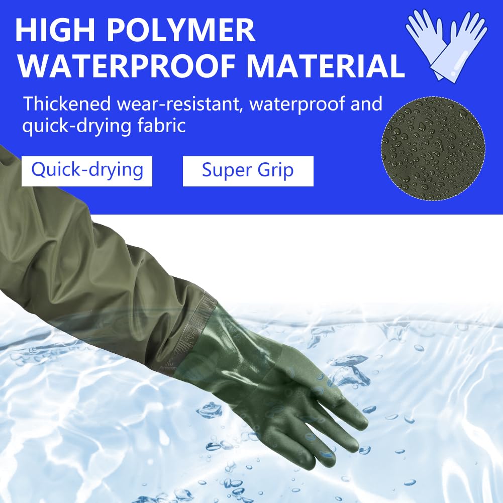 Thumbnail 4 de ANOMM Pond Gloves, Long Arm Waterproof, Reusable Heavy-Duty Rubber (27.95")