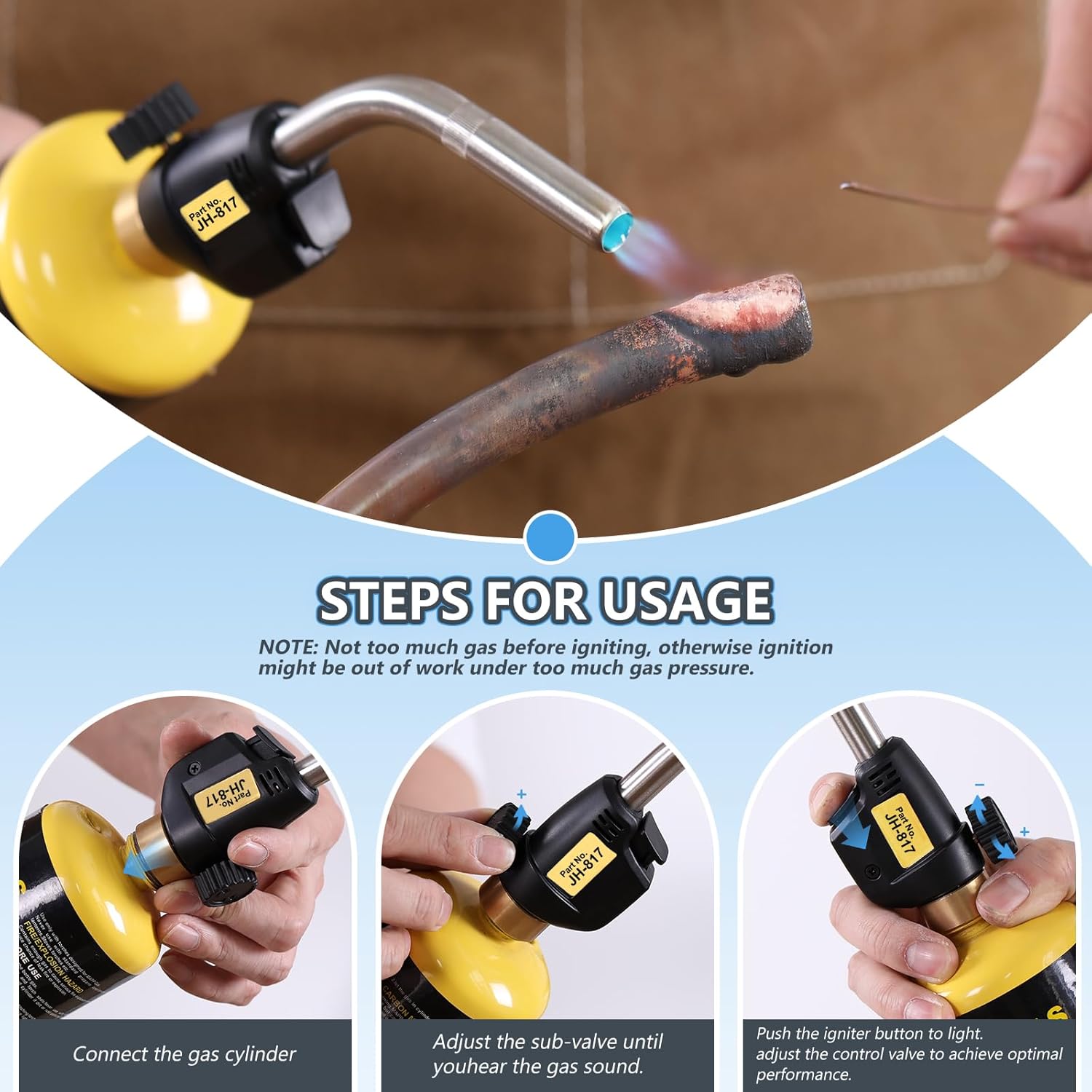 Thumbnail 2 de Propane Torch Head with Trigger-Start Ignition for HVAC, Welding & Plumbing