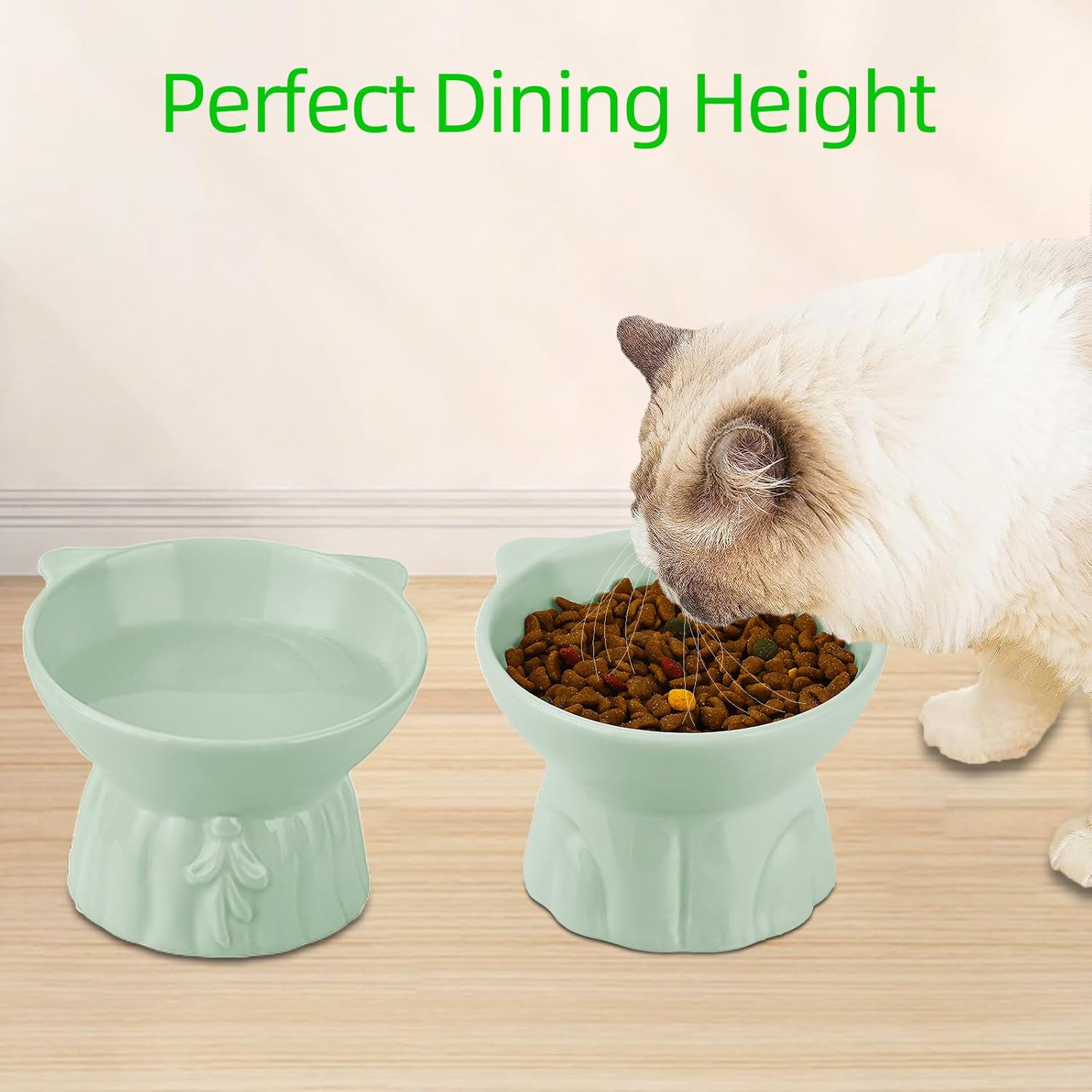 Detalle 2 de Ceramic Elevated Cat Bowls 2-pack, Whisker-Friendly 🐱