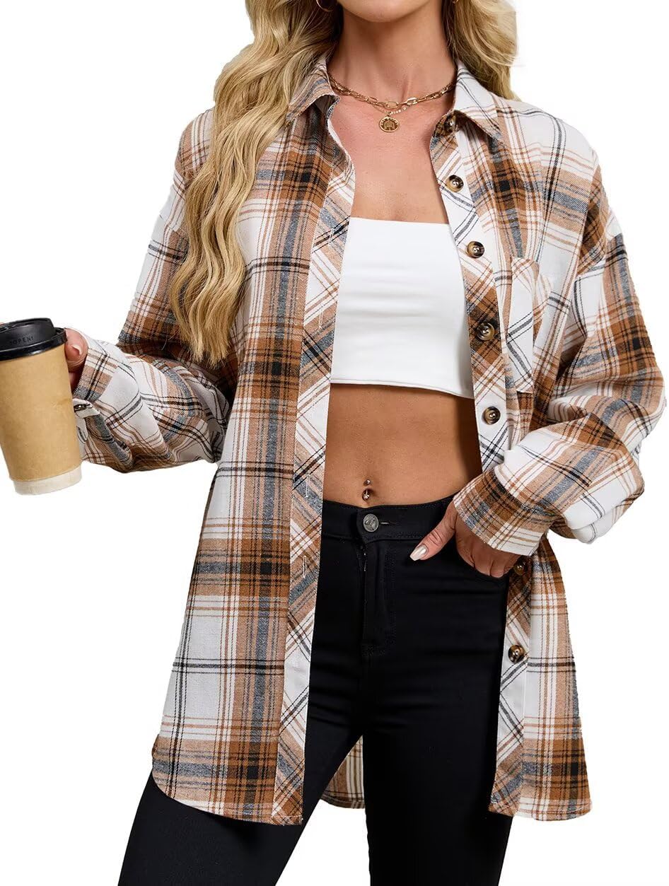Thumbnail 4 de LACOZY Womens Flannel Check Shirt – Oversized Buffalo Plaid, Long Sleeve, Button-Down