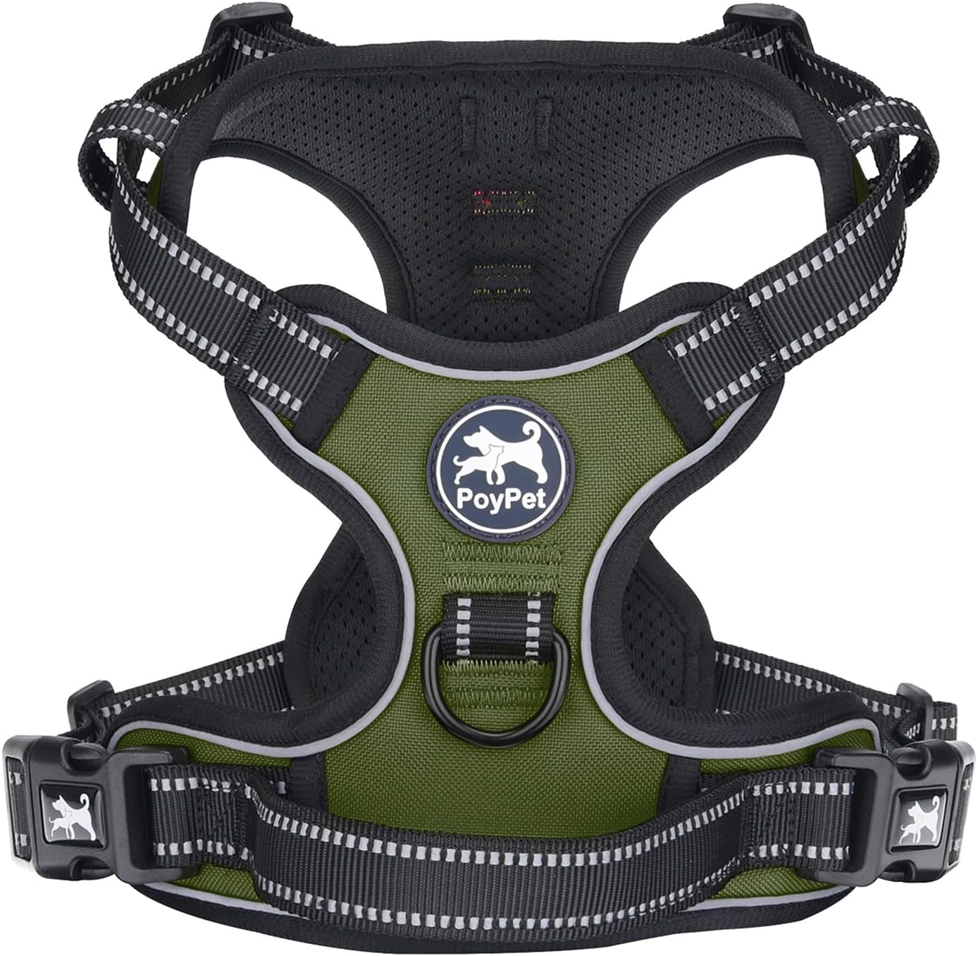Detalle de PoyPet No Pull Dog Harness with Reflective Vest Design and Easy Control Handle (Army Green, S)