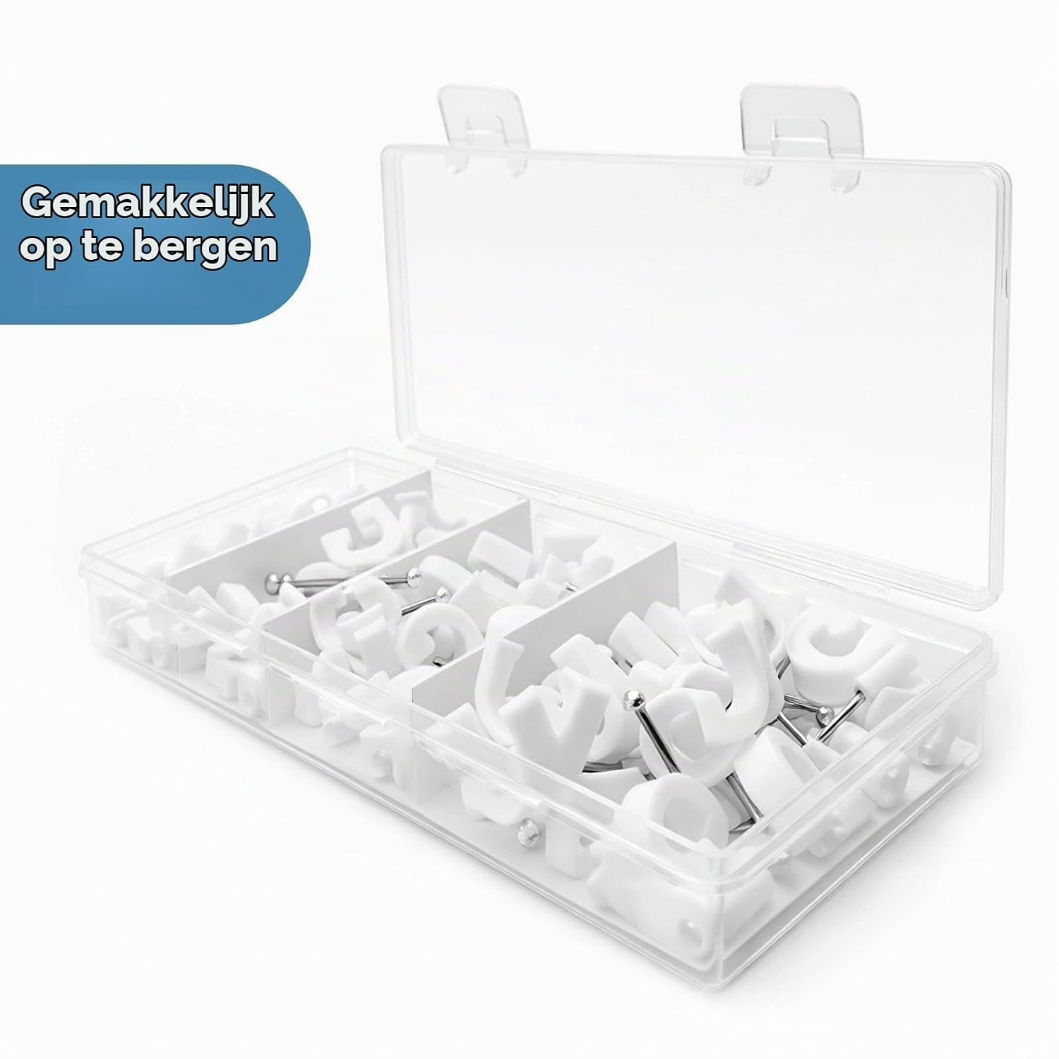 Thumbnail 6 de Aujzoo kabelclips, 4, 6, 8 en 10 mm, 80 witte clips met stalen nagels