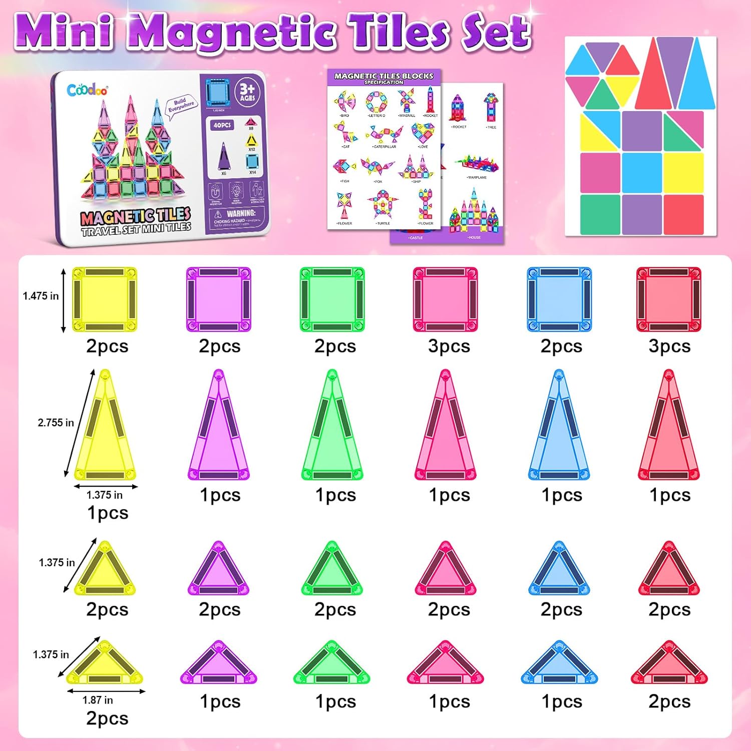 Thumbnail 2 de Magnetic Tiles Mini Travel Set for Kids