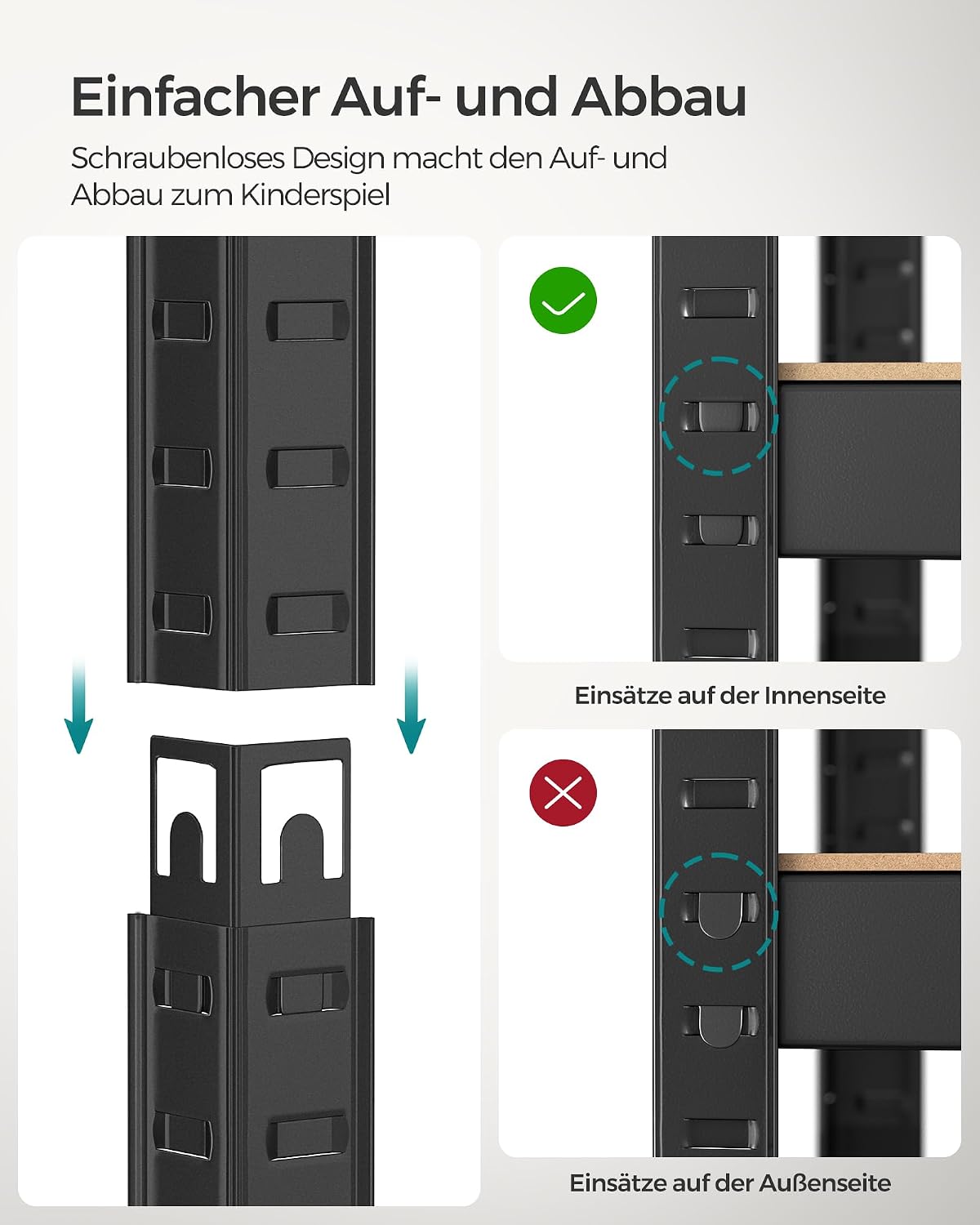 Thumbnail 6 de SONGMICS Standregal GLR044B11 mit 4 Ablagen, verstellbar, 40 x 80 x 160 cm – bis 520 kg belastbar (vintagebraun-schwarz)