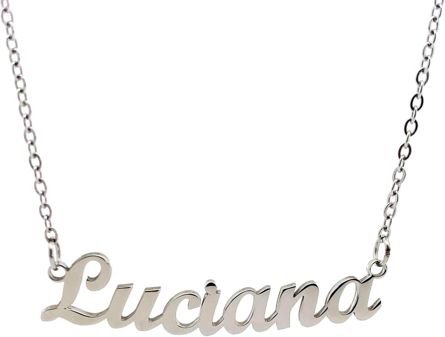Detalle de Collana Donna con Nome Personalizzato in Acciaio Inox Anallergico – Made in Italy, Finitura Lucida