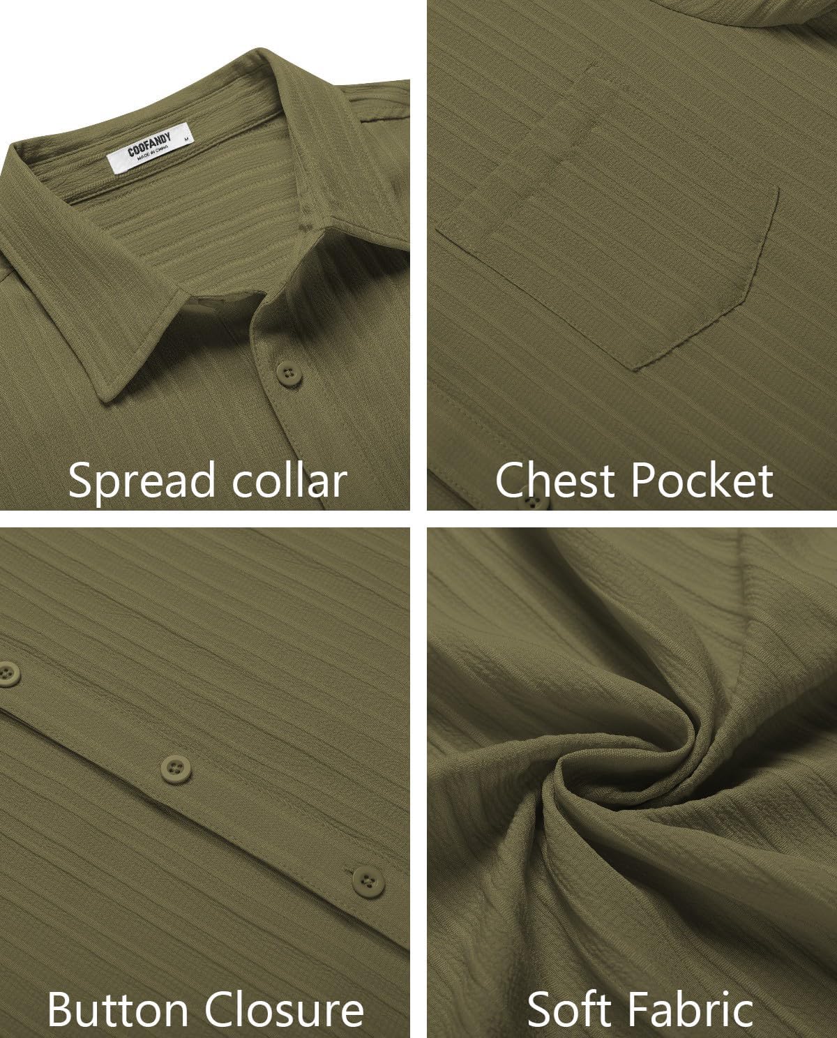 Thumbnail 4 de COOFANDY Men’s Short-Sleeve Button-Down Textured Summer Shirt with Pocket