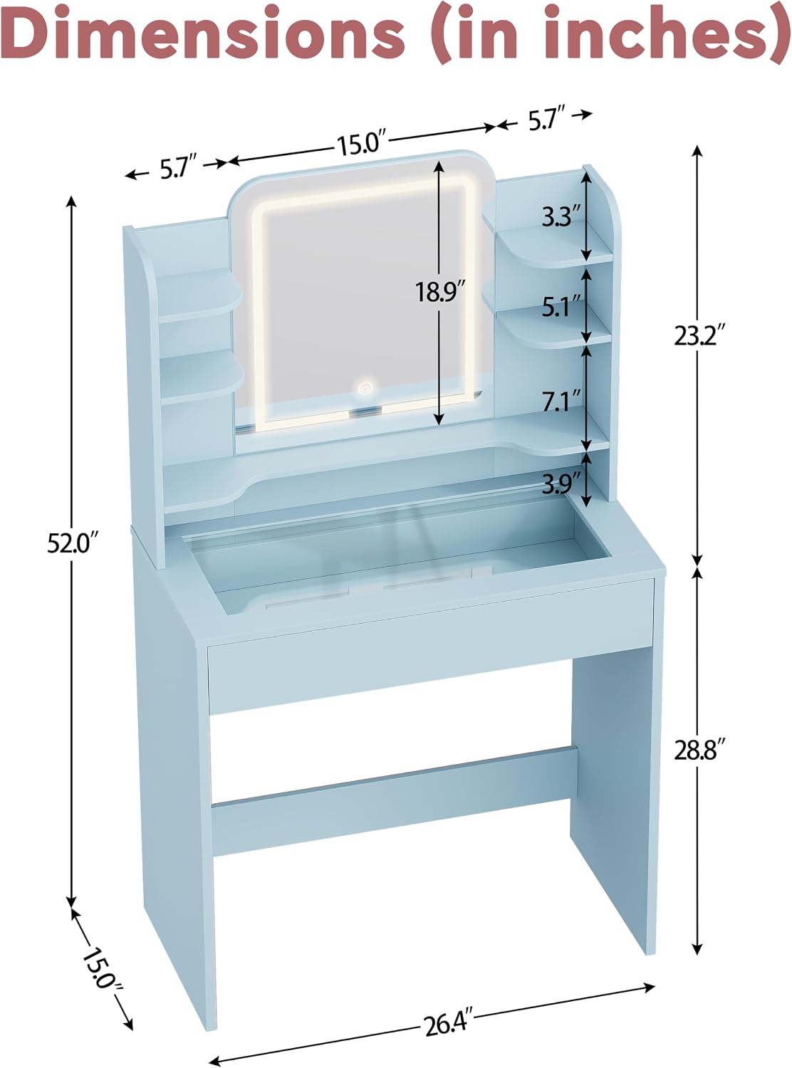 Detalle de Tourpear Vanity with Tempered Glass Top