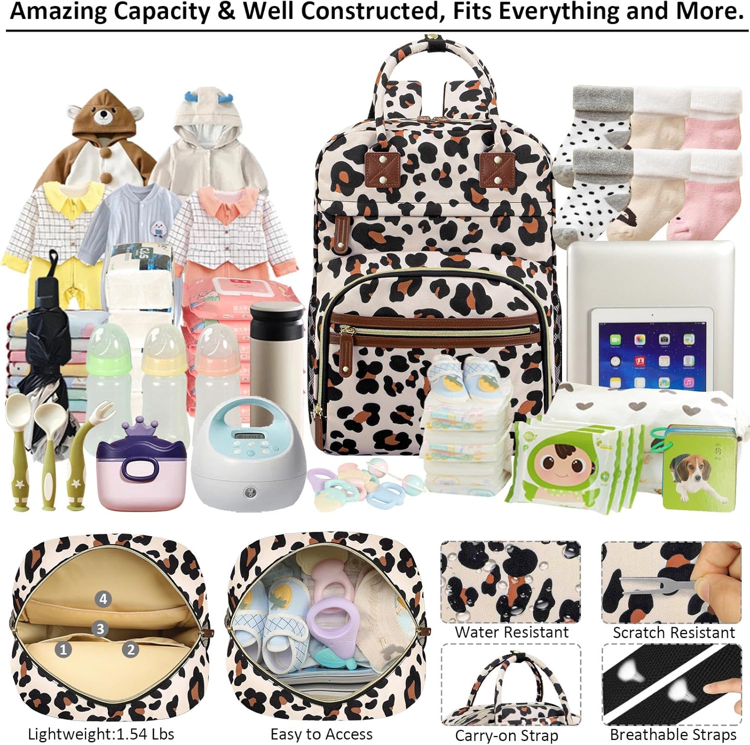 Detalle de Tenot Diaper Bag Backpack Tote for Women (Large Capacity) with Insulated Pockets